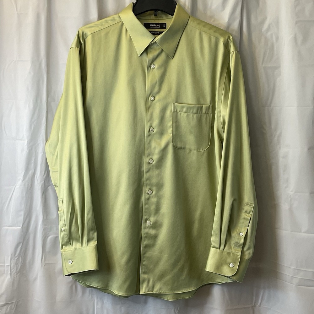 Murano Men Size 17/34 Shirt Long Sleeve Liquid Cotton Modern Classic Luxe EUC